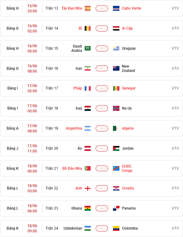lich thi dau world cup 2026 2